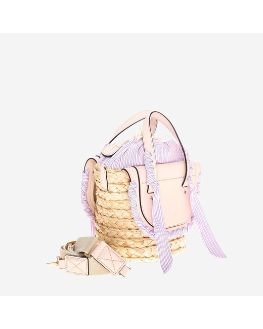 CUBA LAB Pink Habanera Leather And Rafia Bag