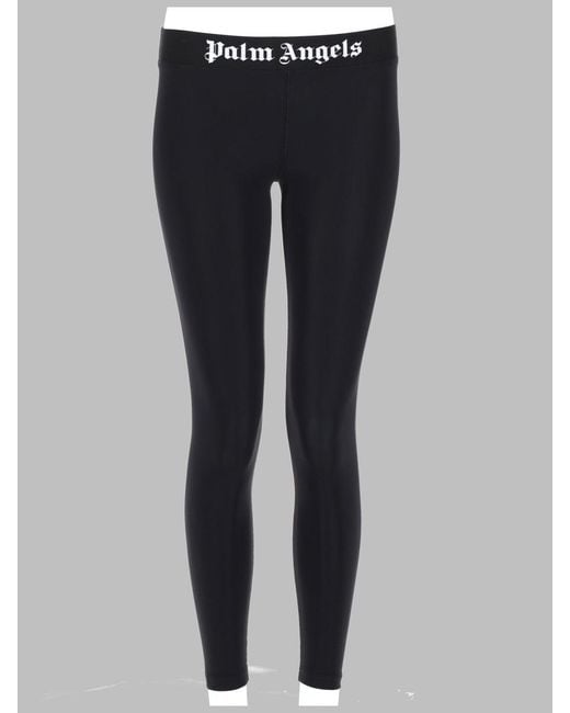Palm Angels Blue Leggings With Logo