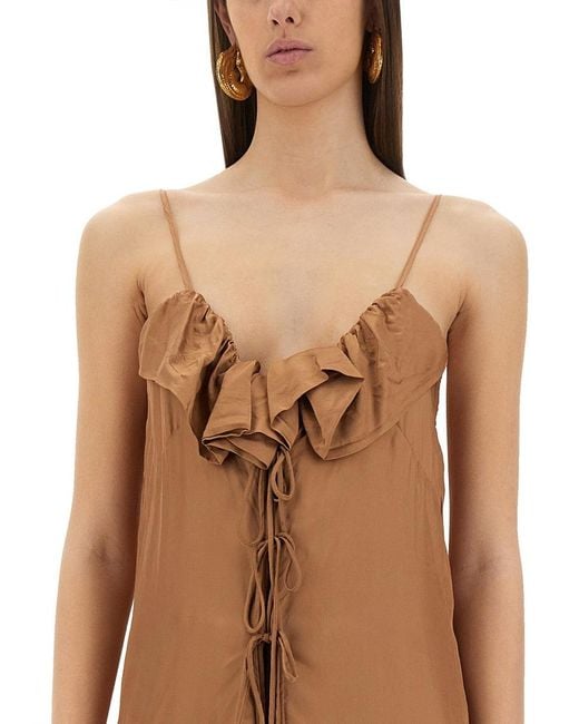 Dries Van Noten Brown Petticoat Dress With Ruffles