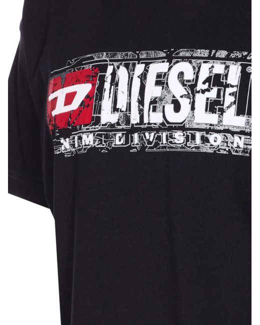 DIESEL Black Crew Neck T -Shirt mit Druck