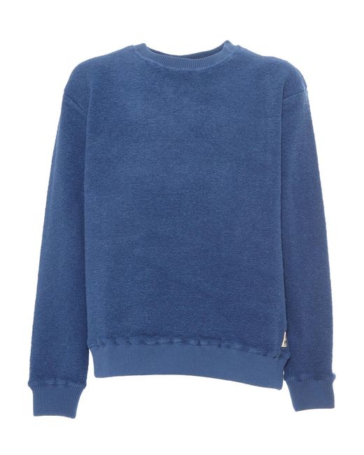 Deus Ex Machina Blue Reo Textured Fleece Crewneck for men