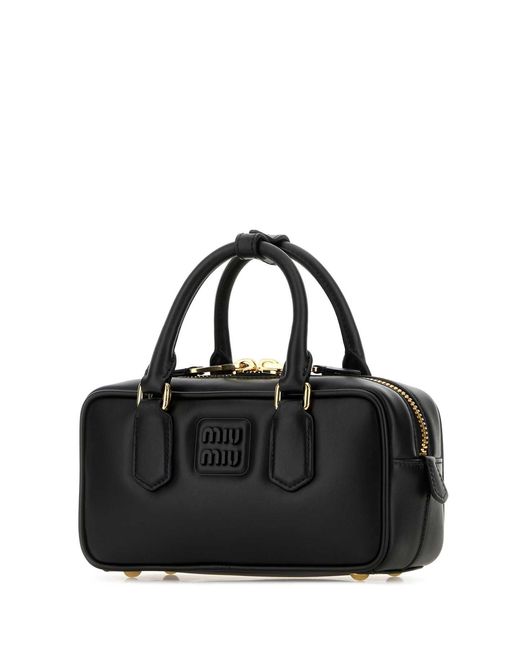 Miu Miu Black Leather Arcadie Handbag