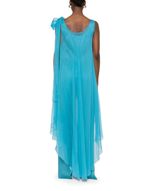 Alberta Ferretti Blue Solid Scoop Neck Jumpsuit