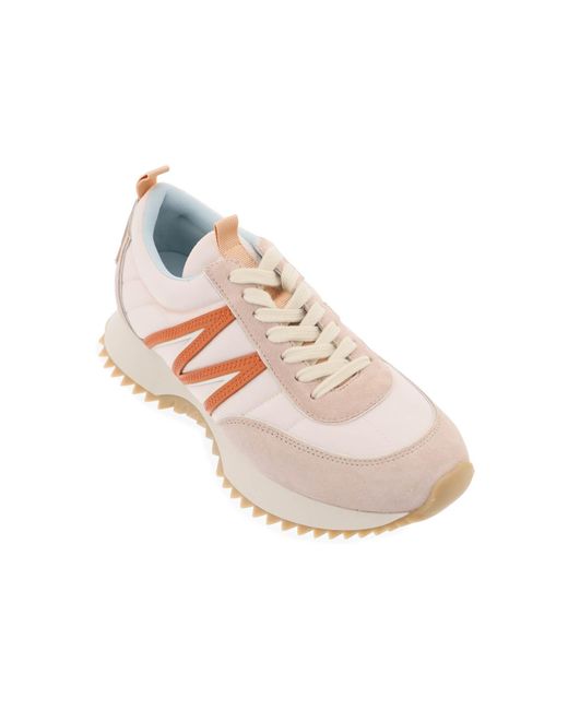 Moncler Pacey Sneakers In Nylon En Suede Leer. in het Pink