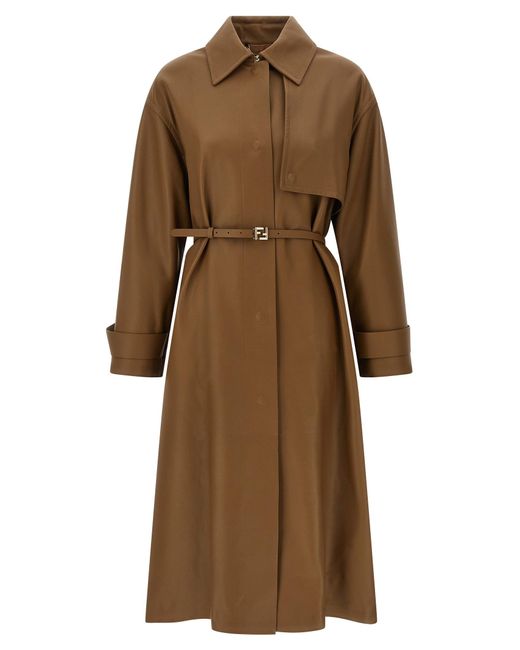 Fendi Trenchcoat Van Nappa in het Natural