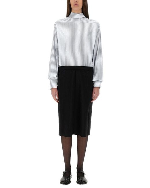 Maison Margiela White Inverted Striped Dress-Shirt