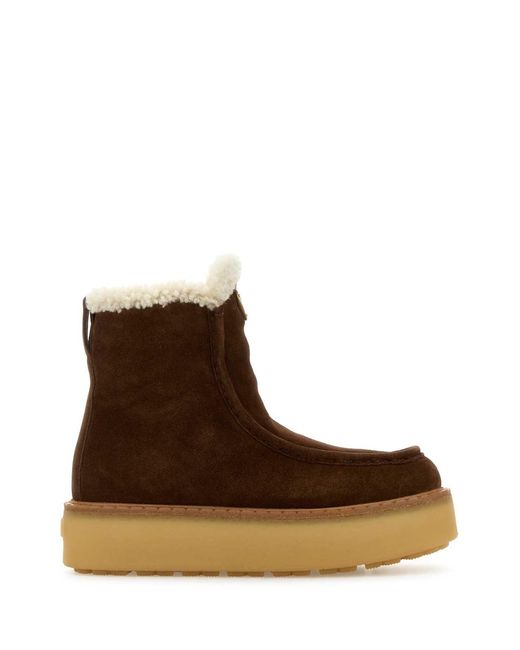 Prada Brown Suede Ankle Boots