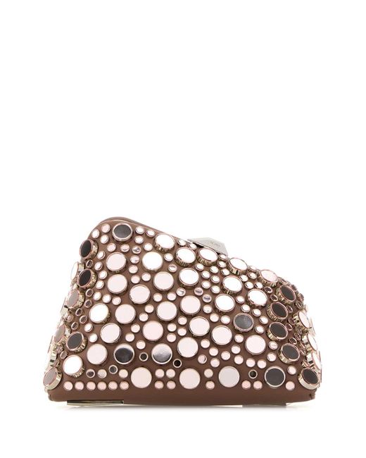 The Attico Pink Embellished Leather Midnight Clutch
