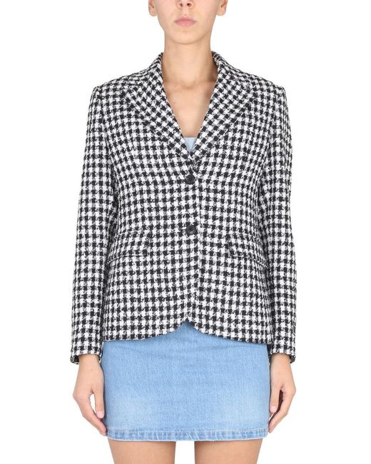 Versace Blue Wool Blend Tweed Jacket