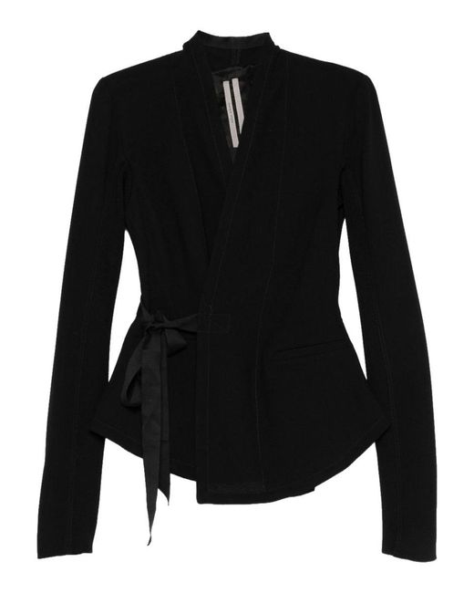 Rick Owens Black Wool Wrap Blazer Jacket