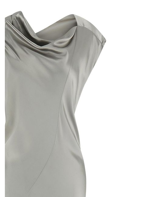 Alberta Ferretti White Mermaid Silhouette Satin Evening Dress
