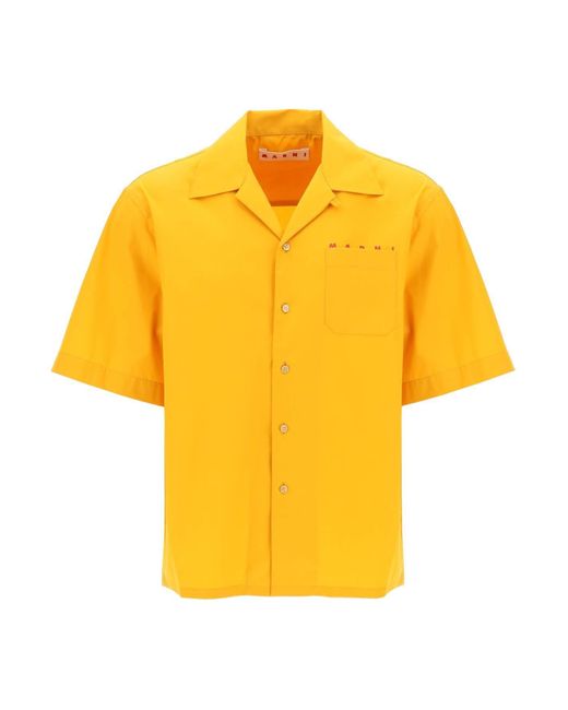 Marni Korte Mouwen Biologisch Katoenen Shirt in het Yellow voor heren
