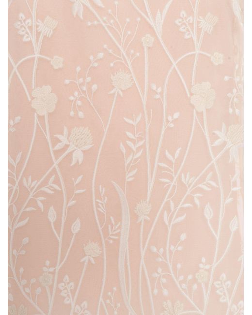P.A.R.O.S.H. Natural Sheer Silk Blouse With Floral Embroidery
