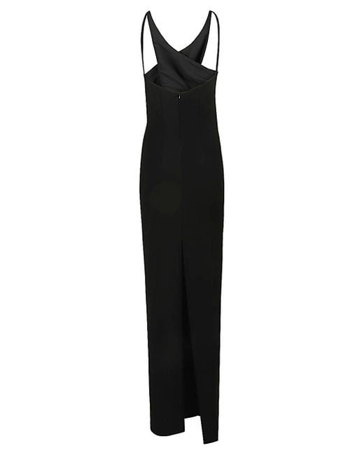MONOT PRE Black Cut Out Detail Silk Crepe Long Dress