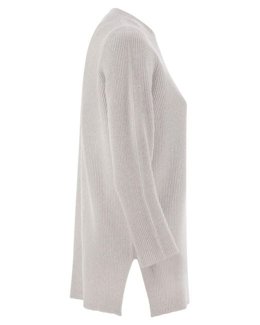 Fabiana Filippi Gray Crew-Neck Sweater With Lurex