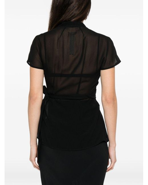 Rick Owens Black Silk Wrap Top