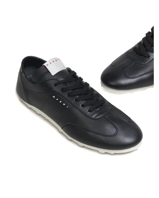 Marni Leren Sneakers in het Black