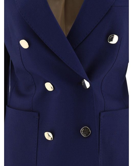 Max Mara Wool En Mohair Double Breasted Blazer in het Blue