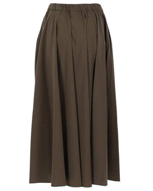 Aspesi Green Solid Midi Skirt