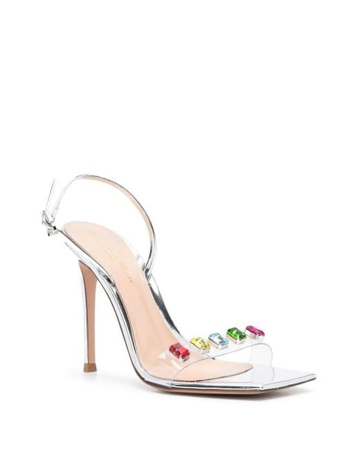 Gianvito Rossi White High Heels Ribbon Sandals
