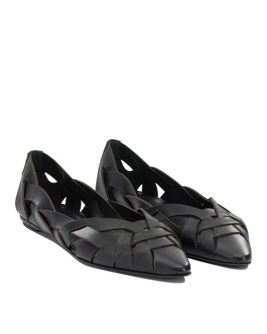 Roberto Del Carlo Black Calf Leather Leather Ballerinas