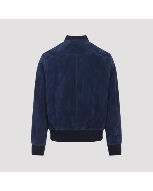 Tom Ford Blue Soft Suede Bomber