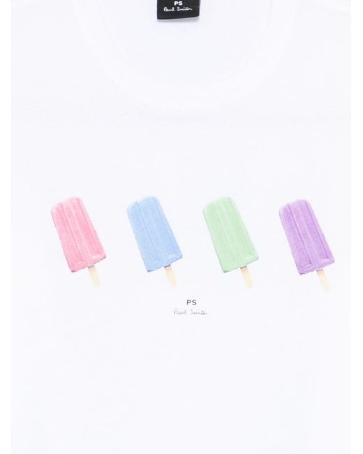 Paul Smith White Printed Cotton T Shirt