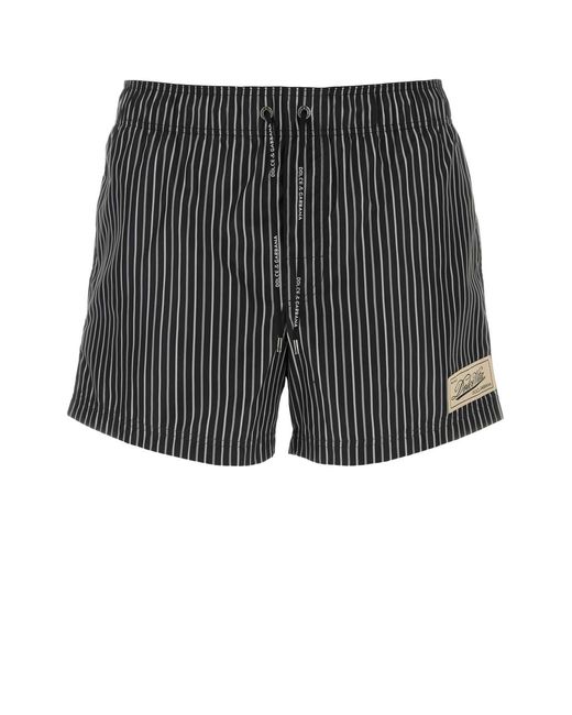 Dolce & Gabbana Gray Printed Polyester Swimming Shorts for men
