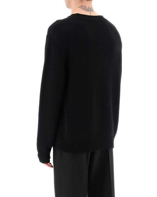 Jersey extragrande de lana con logotipo de Balmain de hombre de color Black