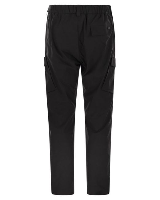 Herno Black Cargo Trousers With Mechanical Stretch Yarn for men