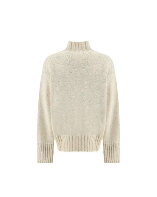 Jil Sander White Wool And Silk Sweater