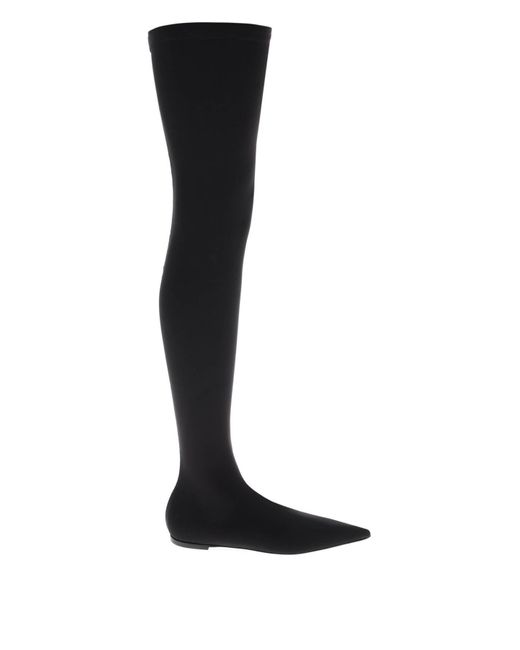 Dolce & Gabbana Black Stretch Jersey Oberschenkel hohe Stiefel