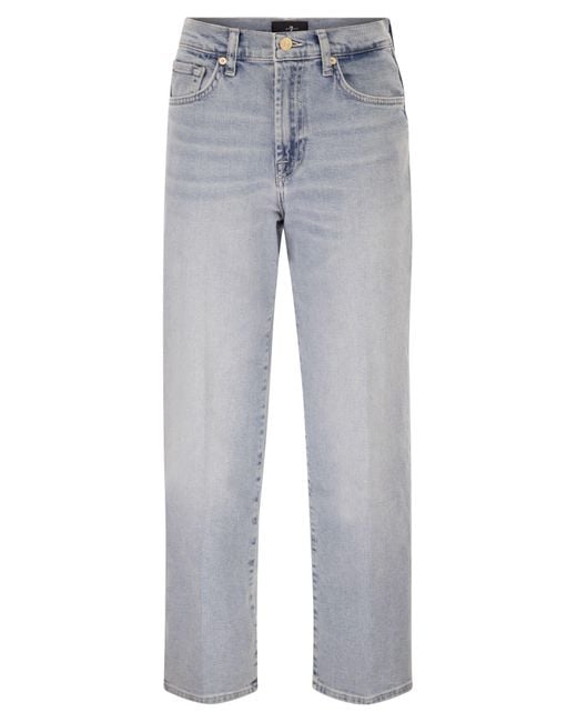 7 For All Mankind Gray Stovepipe Straight Ankle Jeans