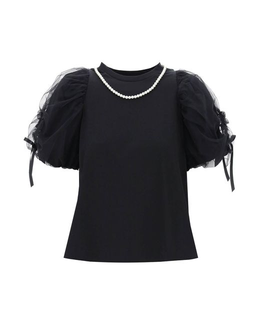 T-Shirt Con Maniche A Sbuffo di Simone Rocha in Black