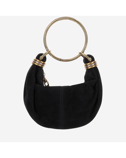 Chloé Black Mini Bracelet Hobo Leather Bag