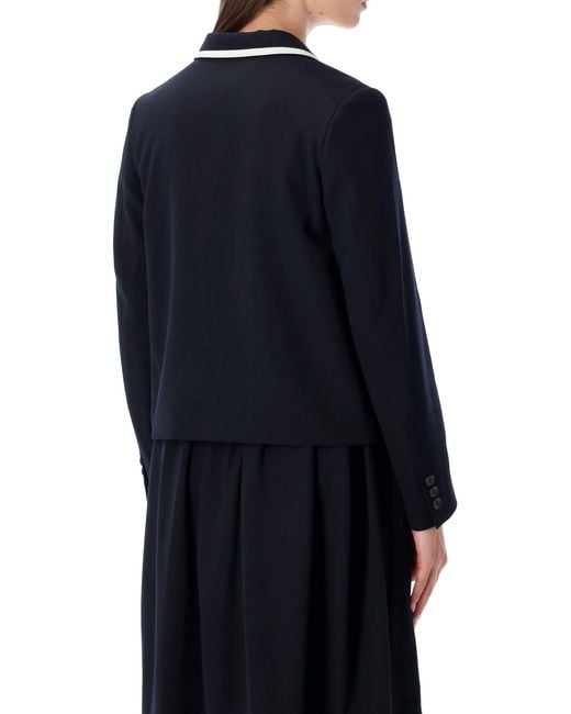 Comme des Garçons Blue Wool Blazer With Contrast Trim