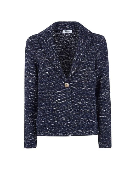 Base London Blue Cotton Blend Single Breasted Jacket