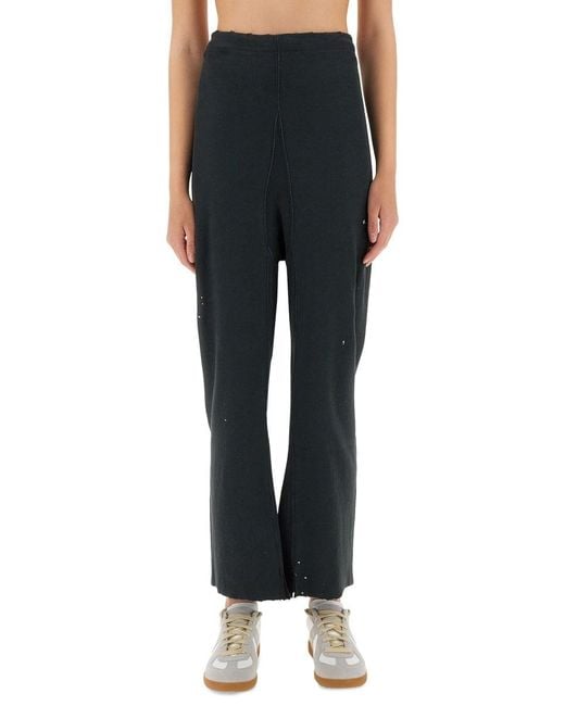 Maison Margiela Black Relaxed-Fit Cotton Pants With Distressed Hem for men