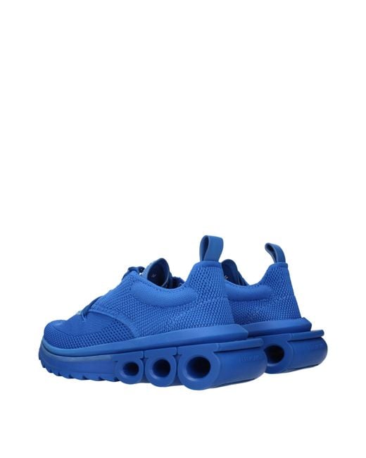 Ferragamo Blue Sneakers Nima Knit Fabric
