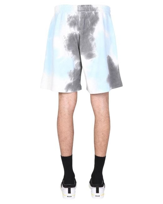 MSGM Blue Tie Dye Pattern Bermuda for men