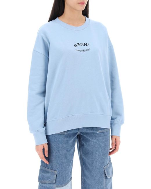Ganni Blue Bio -Baumwolle isoliertes Sweatshirt für