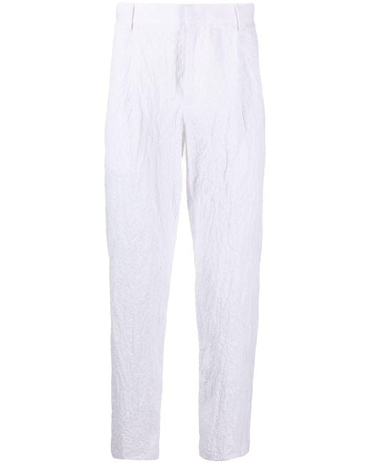 Emporio Armani White Cotton Chino Trousers for men