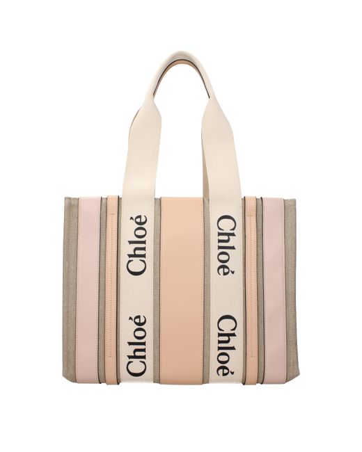 Chloé Natural Chloé Borse A Spalla Donna Tessuto Rosa/Cemento