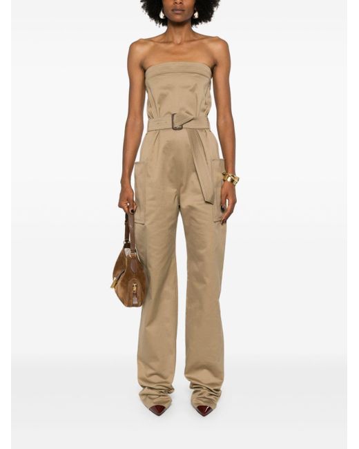 Combinaison Ceinturée À Haut Bustier Saint Laurent en coloris Natural