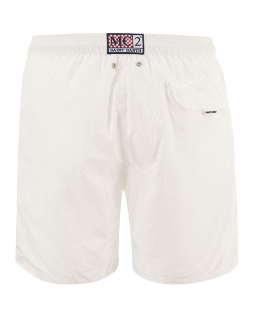 Mc2 Saint Barth White Beach Boxer Shorts In Lightweight Fabric