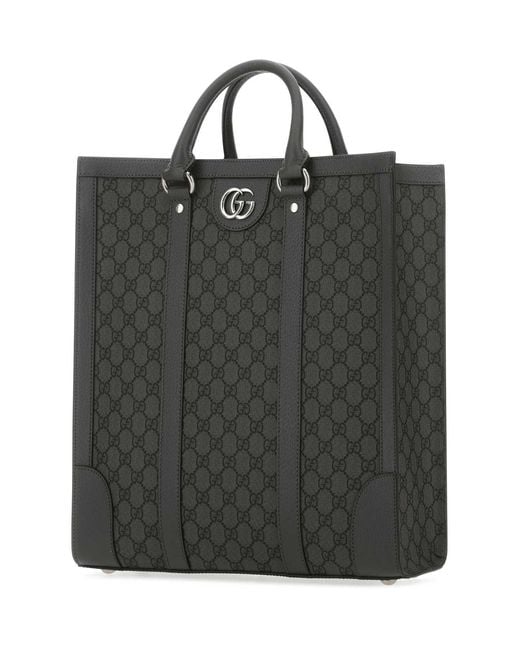 Gucci Black Gg Supreme Fabric And Leather Ophidia Shopping Bag