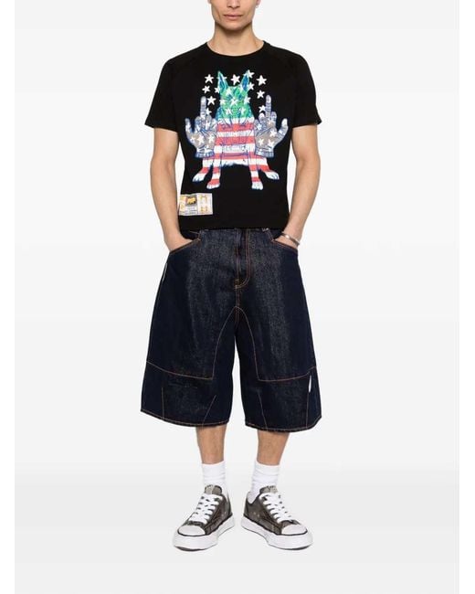 PDF Blue Denim Shorts With Contrasting Stitching for men