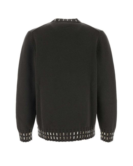Fendi Black Charcoal Wool Blend Sweater for men