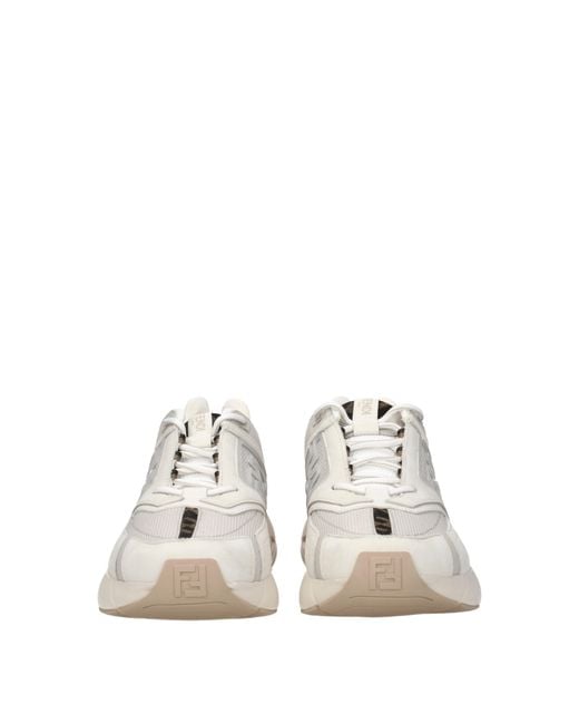 Fendi White Panelled Low-top Sneakers for men