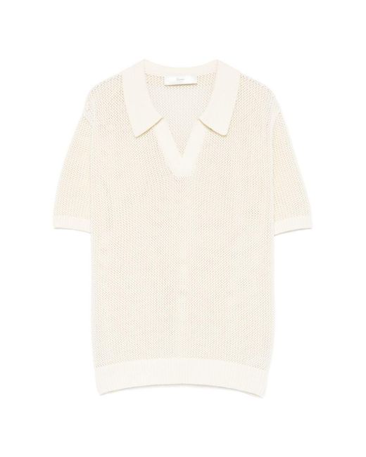 DUNST White Cotton And Linen Polo Shirt
